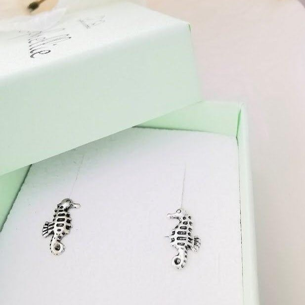 Sterling Silver Seahorse Stud Earrings - SKU 527 - Sophellie Jewellery