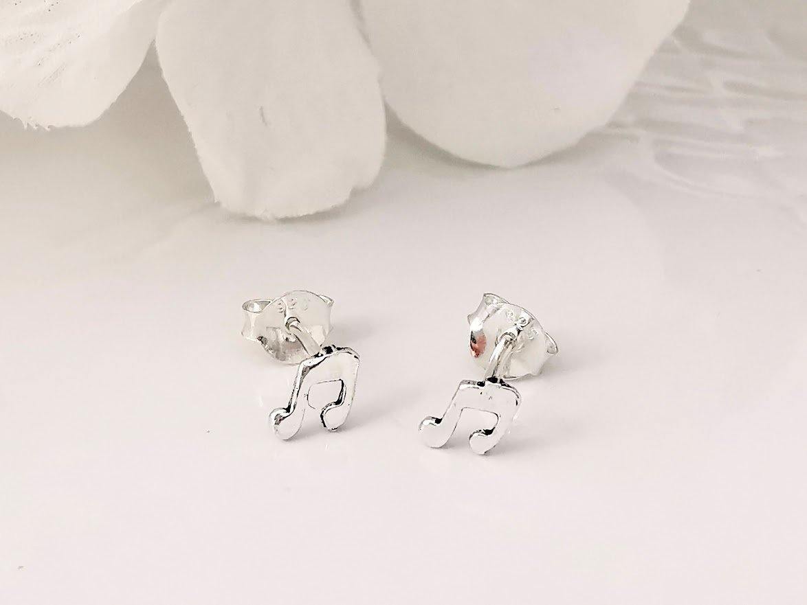 Sterling Silver Music Note Stud Earrings - SKU 533 - Sophellie Jewellery