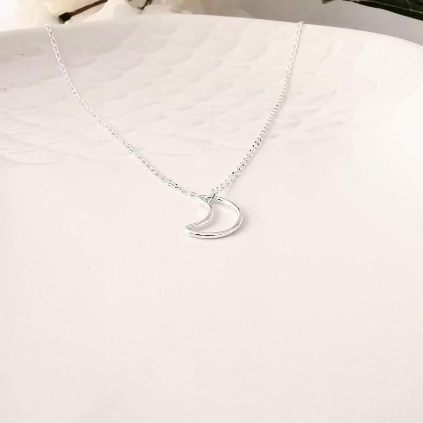 Sterling Silver Crescent Moon Pendant Necklace - SKU 541 - Sophellie Jewellery