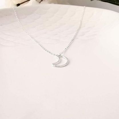 Sterling Silver Crescent Moon Pendant Necklace - SKU 541 - Sophellie Jewellery