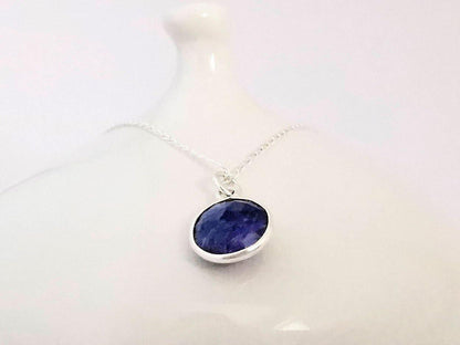 Sterling Silver Sapphire Pendant Necklace - SKU 331 - Sophellie Jewellery