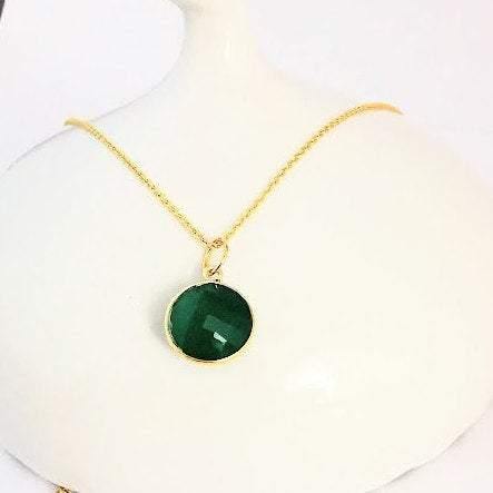 Gold Green Onyx Necklace - SKU 294 - Sophellie Jewellery