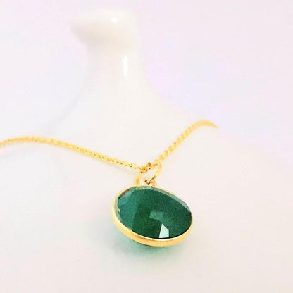 Gold Green Onyx Necklace - SKU 294 - Sophellie Jewellery