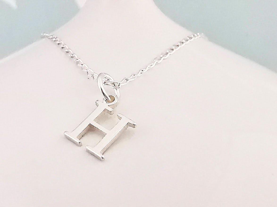 Sterling Silver Initial H Pendant Necklace - SKU 565 - Sophellie Jewellery