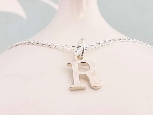 Sterling Silver Initial R Pendant Necklace - SKU 571 - Sophellie Jewellery