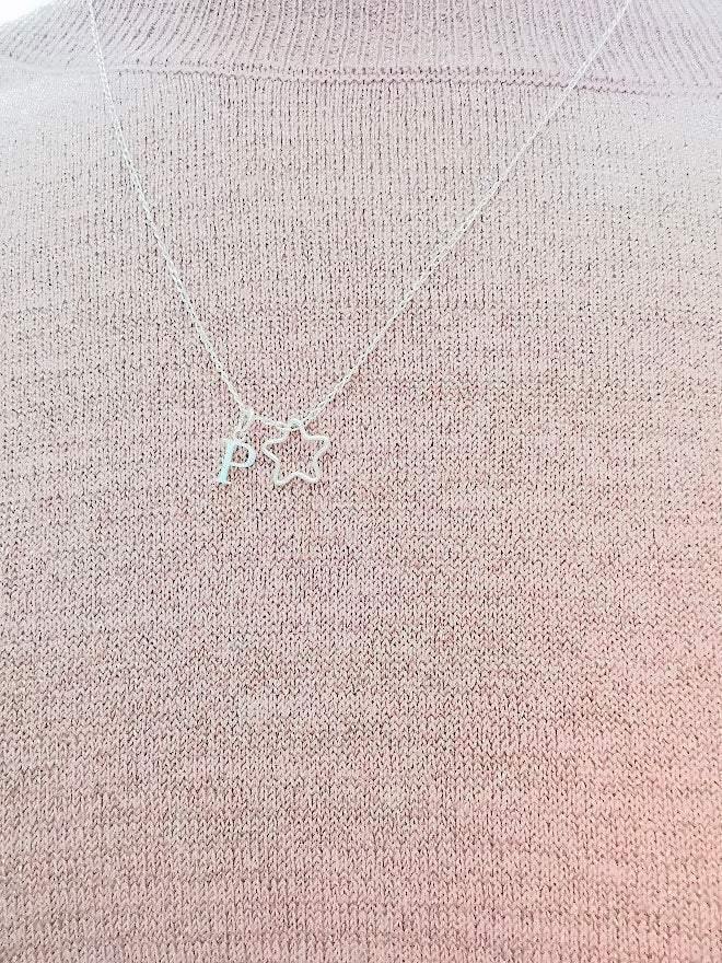 Sterling Silver Personalised Initial and Star Pendant Necklace - SKU 577 - Sophellie Jewellery