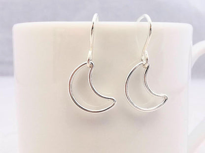 Sterling Silver Crescent Moon Drop Earrings - SKU 547 - Sophellie Jewellery