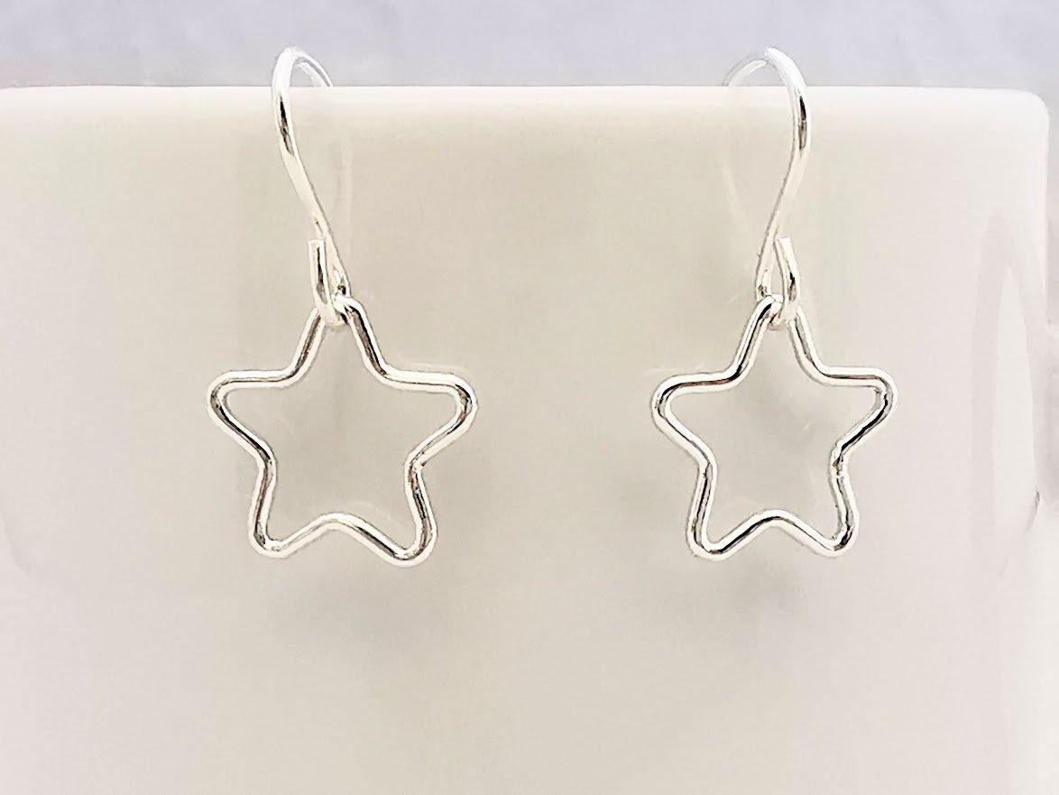 Sterling Silver Star Drop Earrings - SKU 295 - Sophellie Jewellery