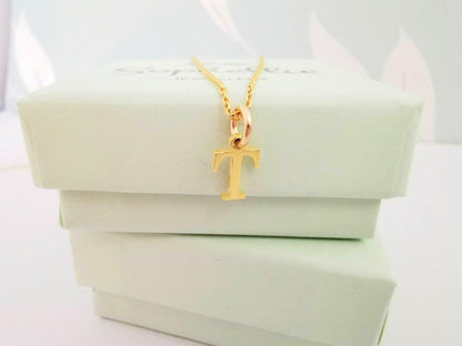 Gold Initial T Pendant Necklace - SKU 605 - Sophellie Jewellery