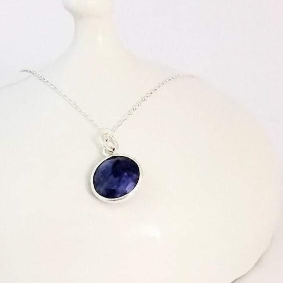 Sterling Silver Sapphire Pendant Necklace - SKU 331 - Sophellie Jewellery