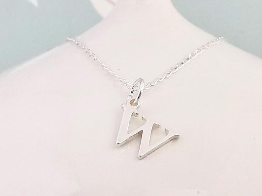 Sterling Silver Initial W Pendant Necklace - SKU 562 - Sophellie Jewellery