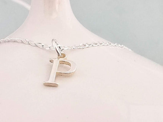 Sterling Silver Initial P Pendant Necklace - SKU 570 - Sophellie Jewellery