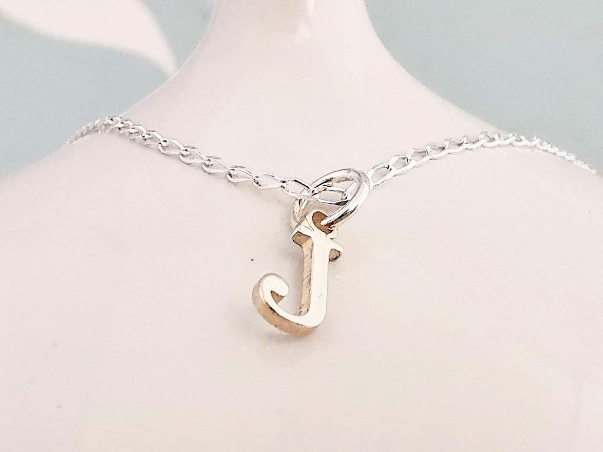 Sterling Silver Initial J Pendant Necklace - SKU 573 - Sophellie Jewellery