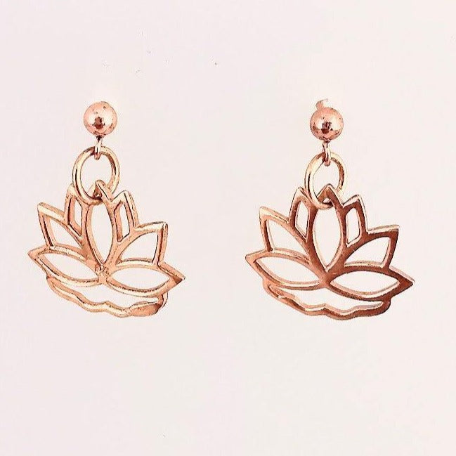 Rose Gold Lotus Flower Stud Earrings - SKU 575 - Sophellie Jewellery