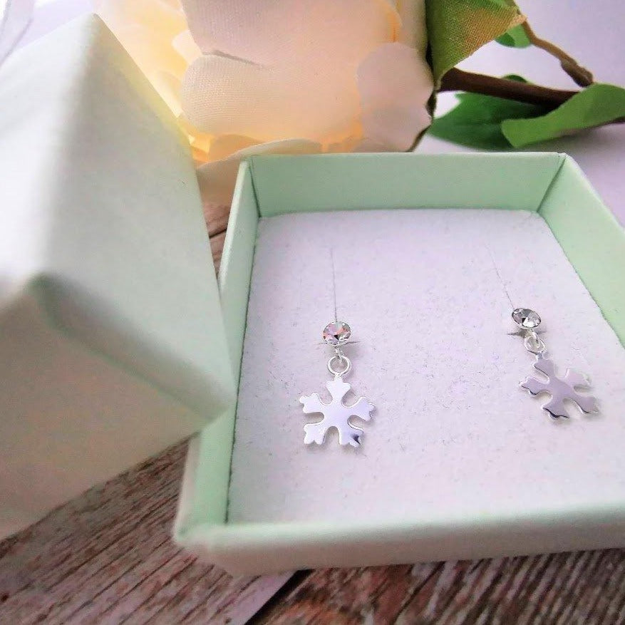 Sterling Silver Snowflake Stud Earrings - SKU 523 - Sophellie Jewellery