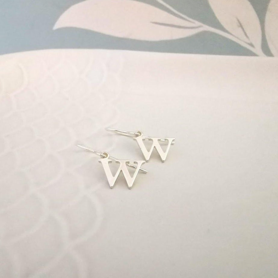 Sterling Silver Personalised Initial Earrings - SKU 037 - Sophellie Jewellery