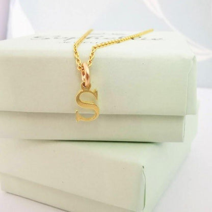 Gold Initial S Pendant Necklace - SKU 604 - Sophellie Jewellery