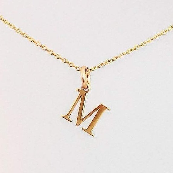 Gold Initial M Pendant Necklace - SKU 603 - Sophellie Jewellery