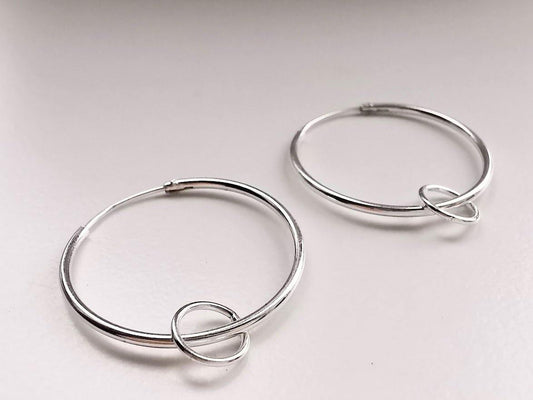 Sterling Silver Single Ring Hoop Earrings - SKU 587 - Sophellie Jewellery