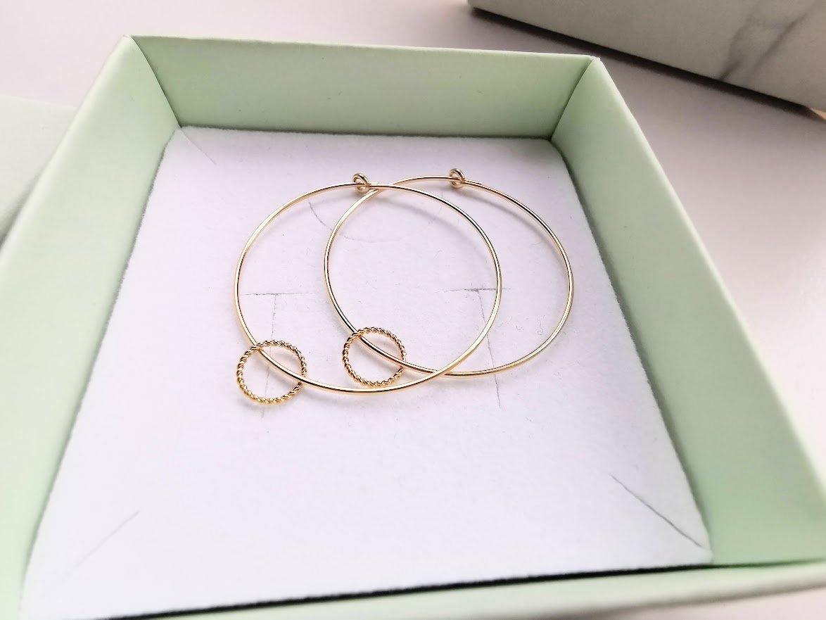 Gold Twisted Ring Hoop Earrings - SKU 611 - Sophellie Jewellery