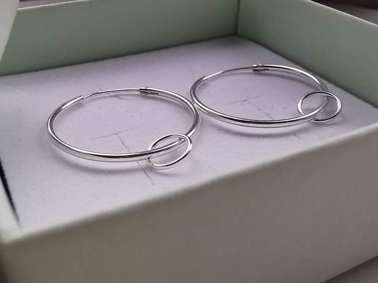 Sterling Silver Single Ring Hoop Earrings - SKU 587 - Sophellie Jewellery