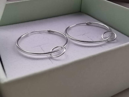 Sterling Silver Single Ring Hoop Earrings - SKU 587 - Sophellie Jewellery