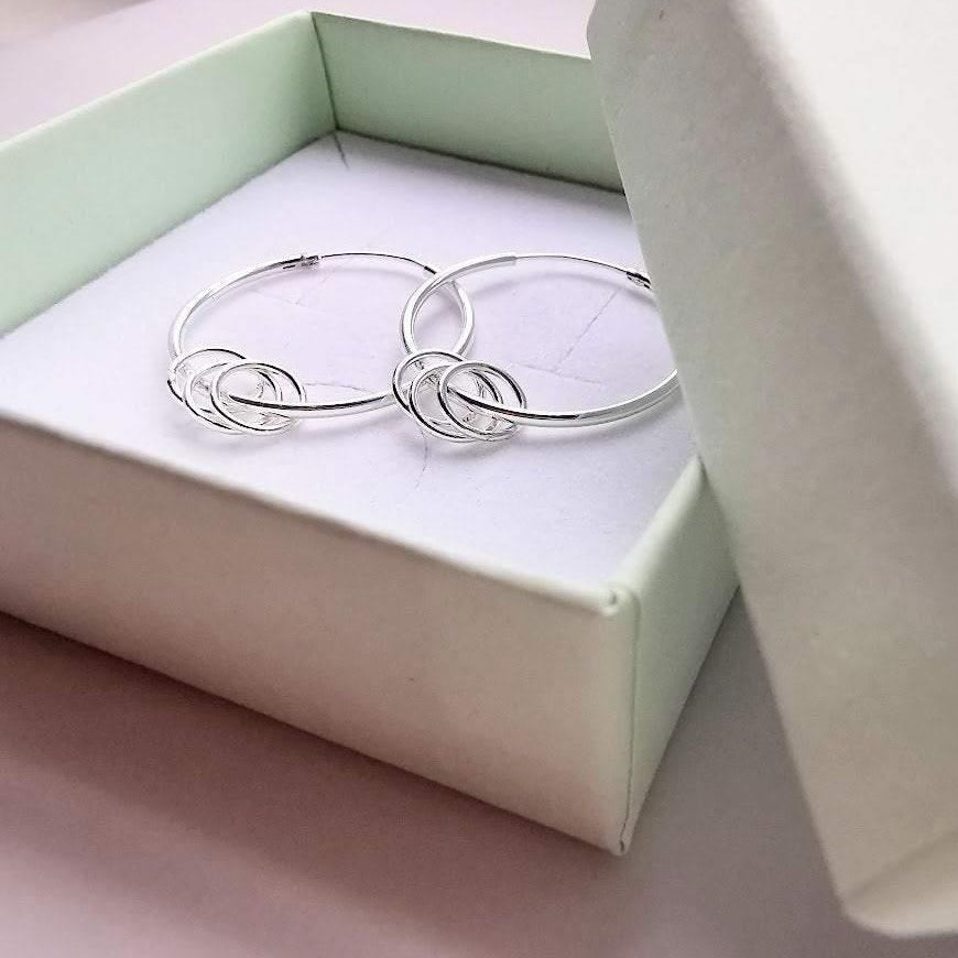 Sterling Silver Three Ring Hoop Earrings - SKU 609 - Sophellie Jewellery