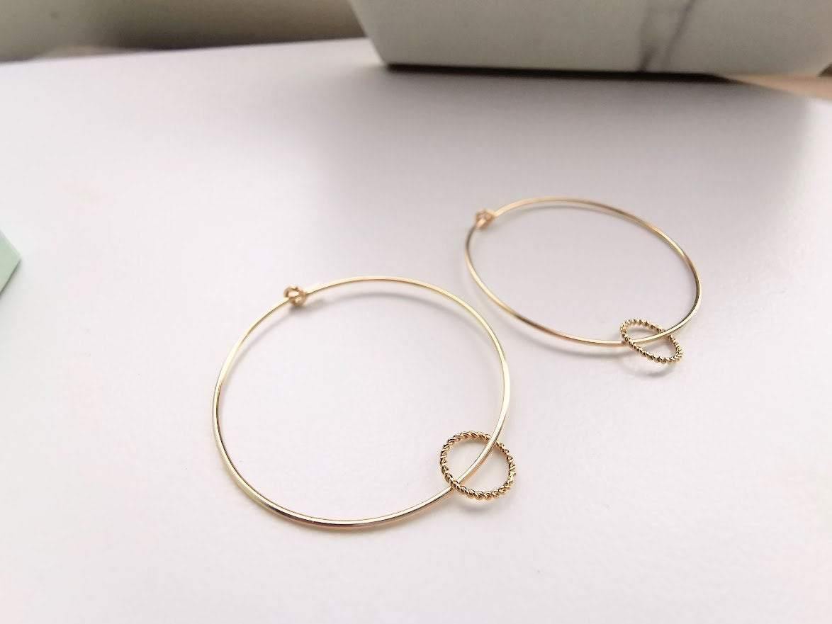 Gold Twisted Ring Hoop Earrings - SKU 611 - Sophellie Jewellery