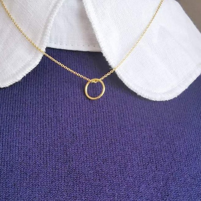 Gold Single Ring Story Necklace - SKU 619 - Sophellie Jewellery