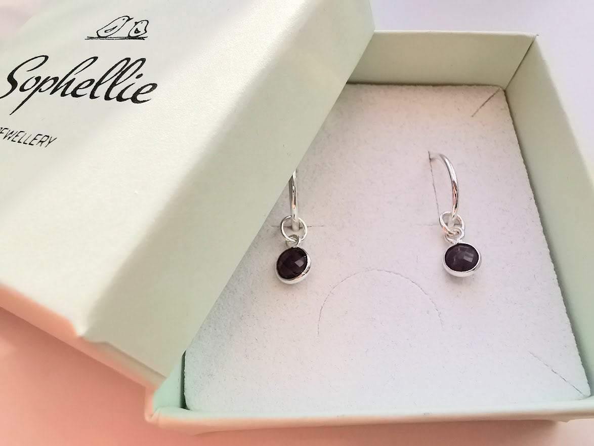 Sterling Silver Amethyst Hoop Earrings - SKU 637 - Sophellie Jewellery