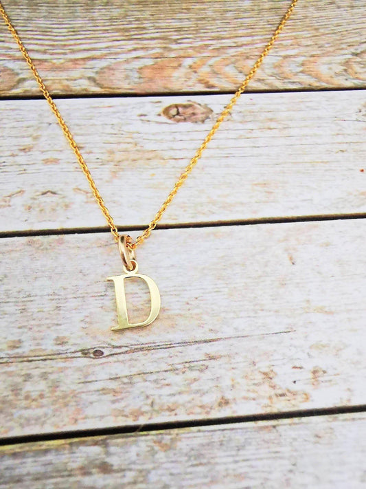 Gold Initial D Pendant Necklace - SKU 643 - Sophellie Jewellery