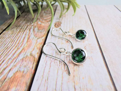 Sterling Silver Emerald Green CZ Drop Earrings - SKU 1082 - Sophellie Jewellery