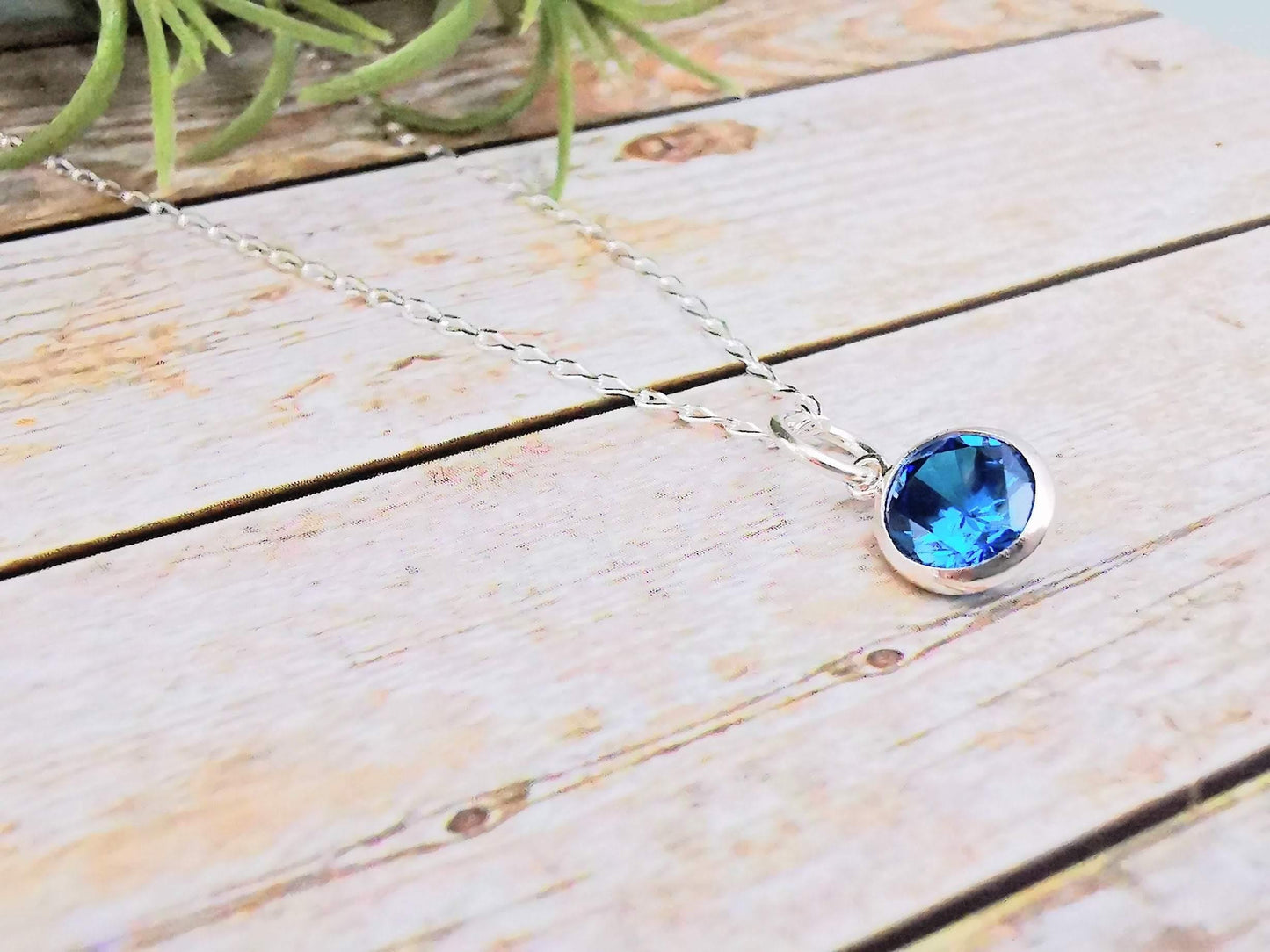 Sterling Silver Aqua Blue CZ Necklace - SKU 648 - Sophellie Jewellery