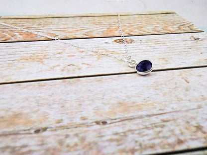 Sterling Silver Sapphire Pendant Necklace - SKU 668 - Sophellie Jewellery