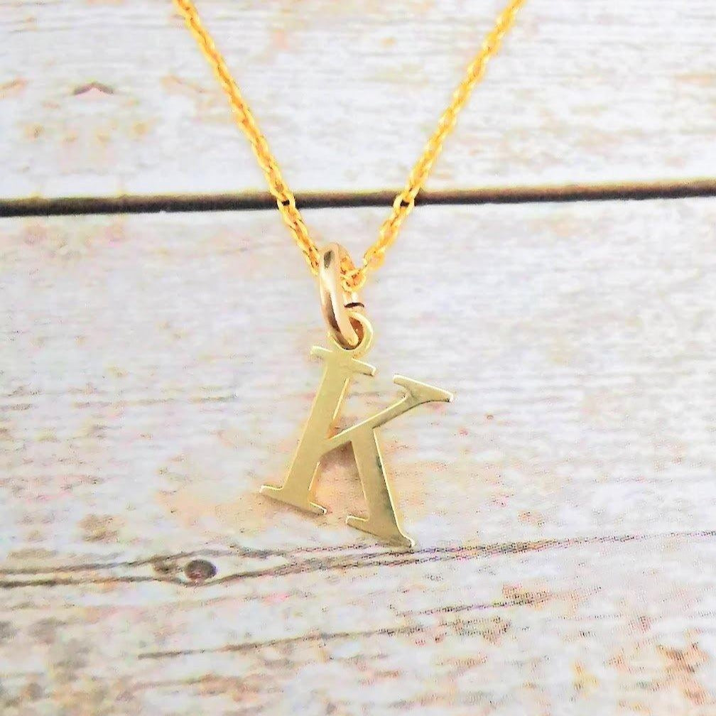 Gold Initial K Pendant Necklace - SKU 588 - Sophellie Jewellery