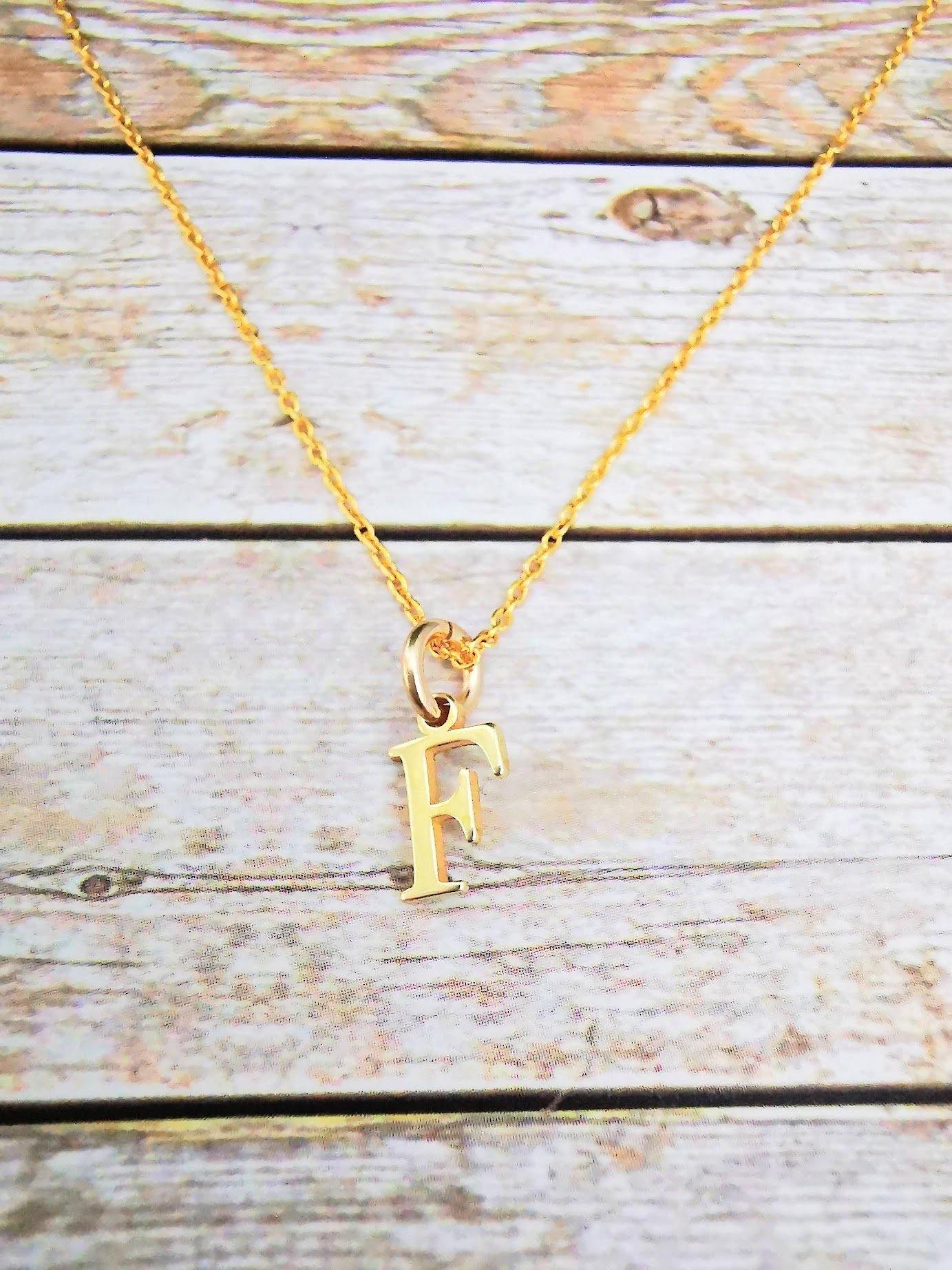 Gold Initial F Pendant Necklace - SKU 642 - Sophellie Jewellery