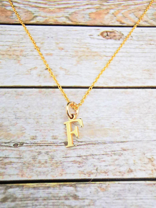 Gold Initial F Pendant Necklace - SKU 642 - Sophellie Jewellery